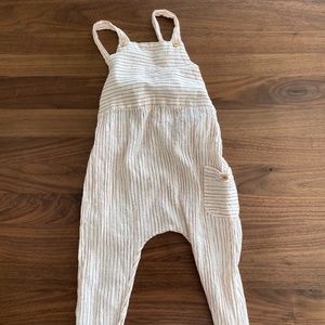 Zara red and cream striped jumpsuit